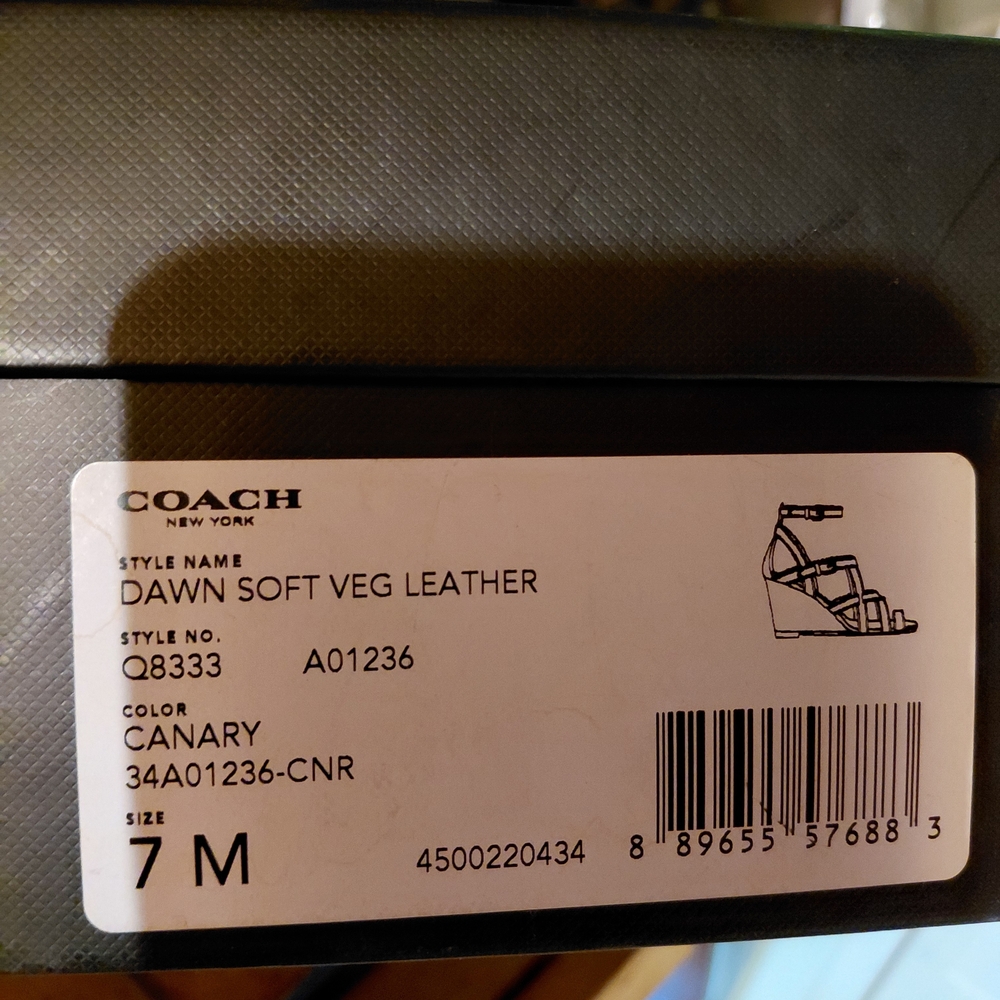 Coach Yellow Wedge Sandals for Women - Picture 2 of 2